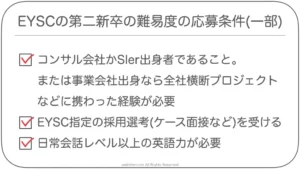 EYSCの第二新卒の難易度の応募条件